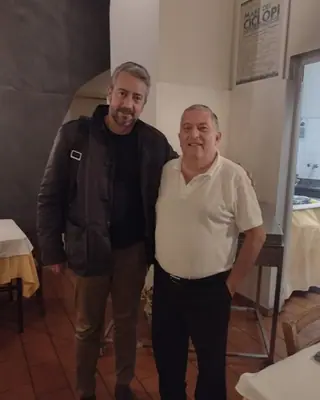 Paolo Ercolani con Carmelo Samperi alla Trattoria Scalo Grande